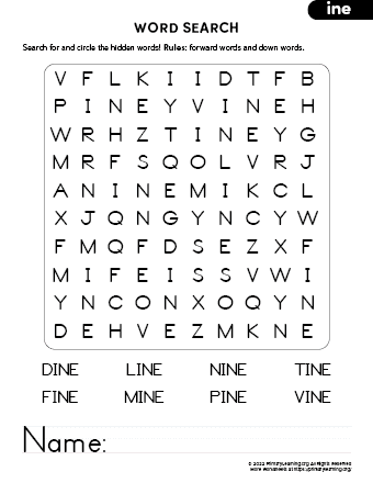 words on the vine worksheet