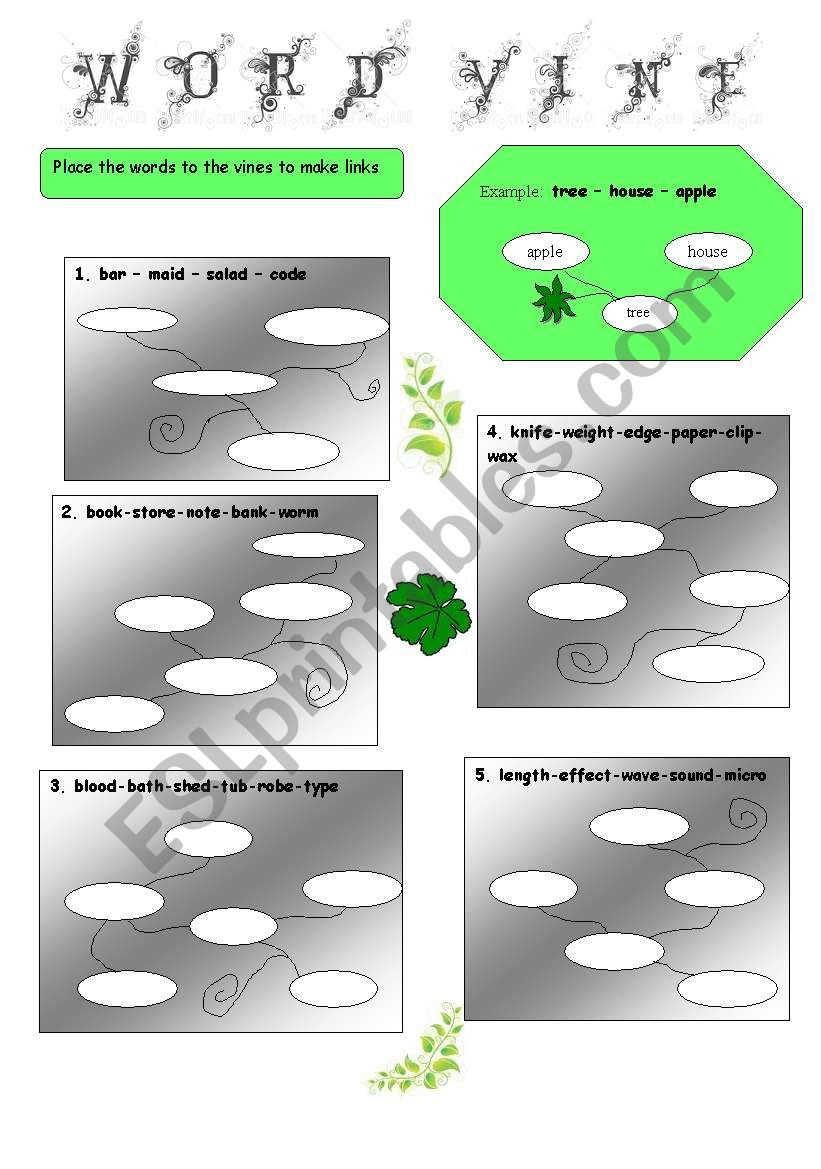 English worksheets: Word vine