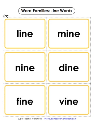 Word Family Worksheets (-ine)