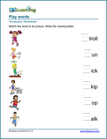 Play words worksheets | Worsheets library