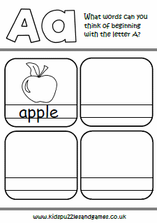 words that start with letter worksheet