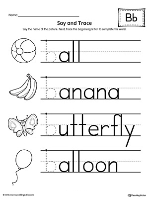 words that start with letter worksheet