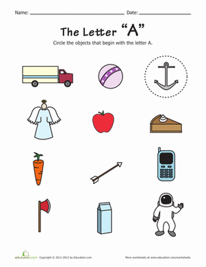 Words That Start With A-Z Worksheets 