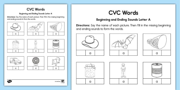 words that start with letter worksheet