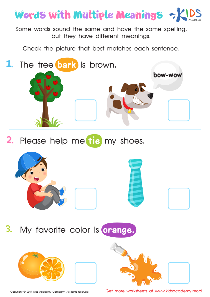 Words with Multiple Meanings Worksheet: Free Printable PDF for ...