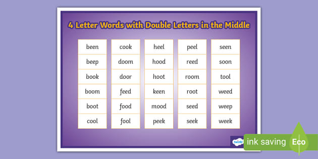 4 Letter Words with Double Letters in the Middle Word Mat