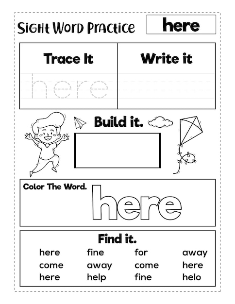 words worksheet for kindergarten