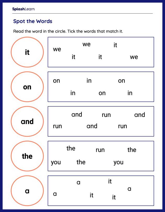 Can You Spot the Sight Words? - Printable Reading Worksheet