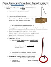 work energy and power worksheet answer key