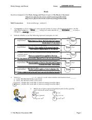 work energy and power worksheet answers