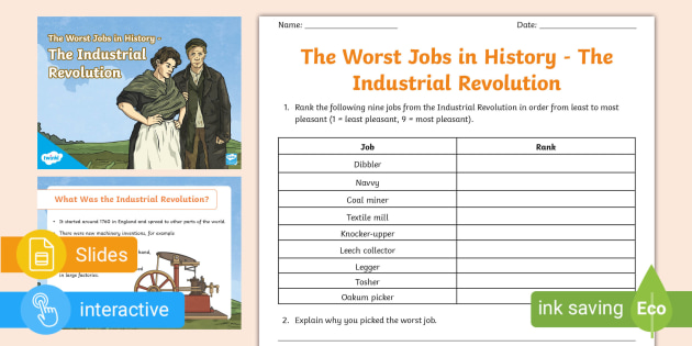 The Worst Jobs In History Worksheet and Presentation - HASS
