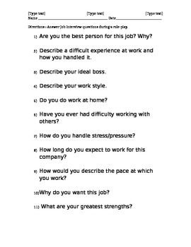 work skills worksheet