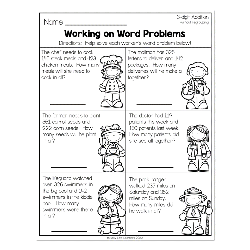 2nd Grade Math Worksheets - 3-Digit Addition Without Regrouping ...