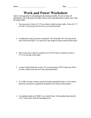 Work And Power Worksheet Answers - Fill and Sign Printable ...