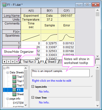 Help Online - Origin Help - The Workbook Organizer
