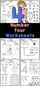 Number 4 Worksheets - FREE Tracing &  Counting Printables