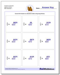 Fractions as Decimals: Fraction to Decimals by Division