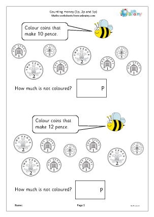 working with money worksheet