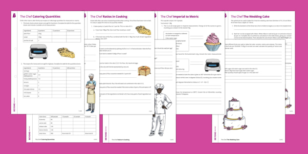 Real World Functional Skills Maths Levels 1 and 2 Worksheets: Catering
