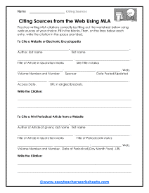 Citing Sources Worksheets