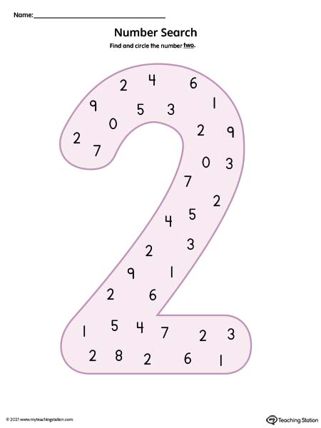 Number Search Worksheet: 2 (Color) | MyTeachingStation.com