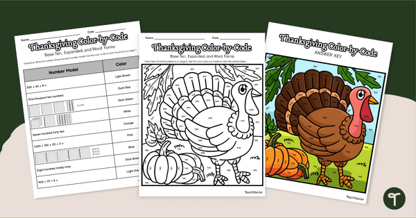 Thanksgiving Color By Number Worksheet - 2nd Grade Place Value ...
