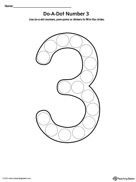 Do-A-Dot Number 3 Printable Worksheet | MyTeachingStation.com