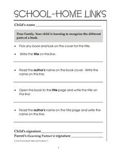 School-Home Links: Parts of a Book Worksheet for 2nd - 3rd Grade ...