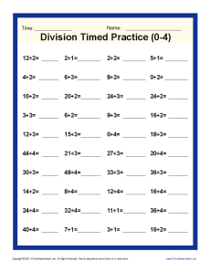 Division Timed Drill 0-4 | Printable Math Worksheets