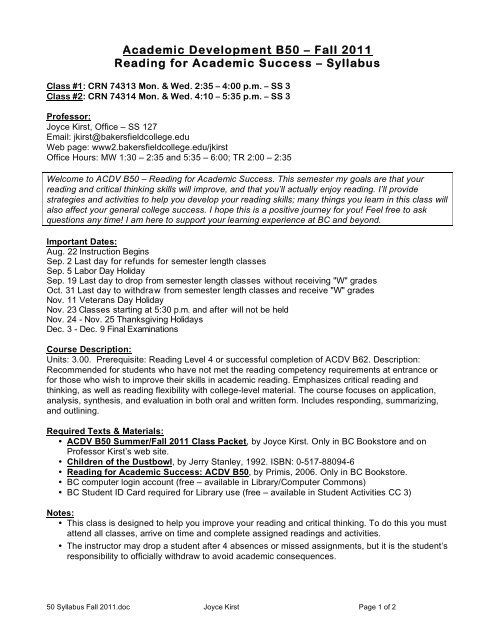 Reading Strategies - Accreditation - Bakersfield College