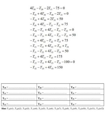 Answered: T10- T₁ T12 T13 4710-720-27₁1-75=0 -T10… | bartleby