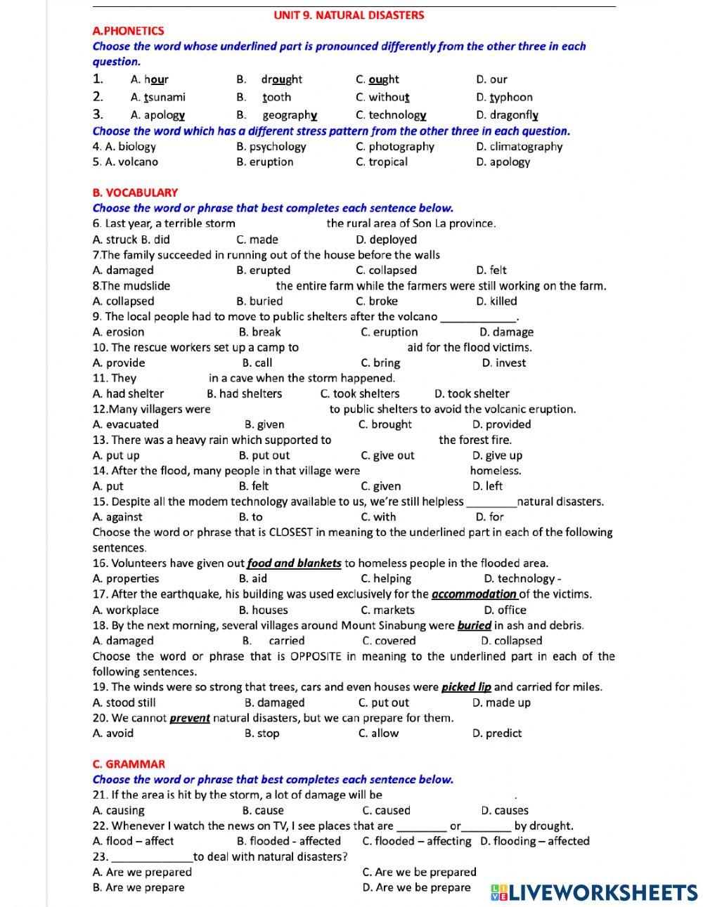Test Unit 9 -TA9 worksheet  