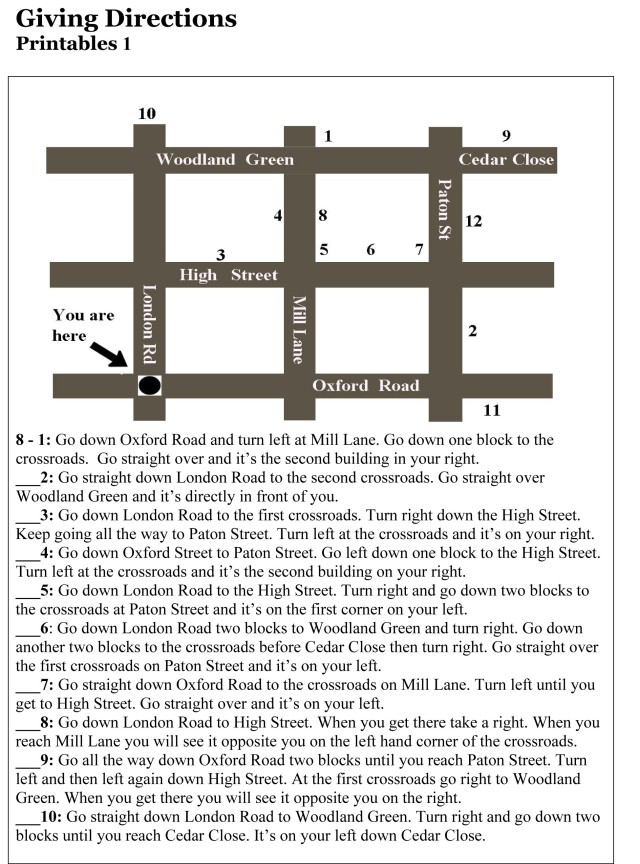 01 - Giving Directions - Printables.doc - ESL EFL Speaking ...