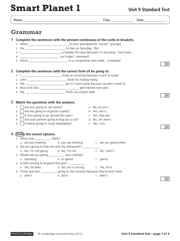 Unit 9 Standard Test Without Answers PDF | PDF