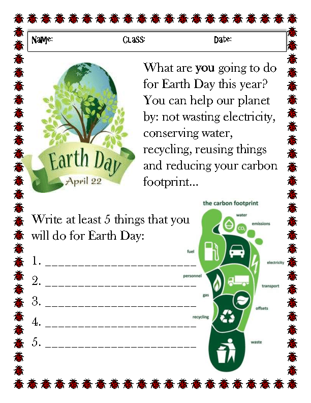 worksheet about earth day
