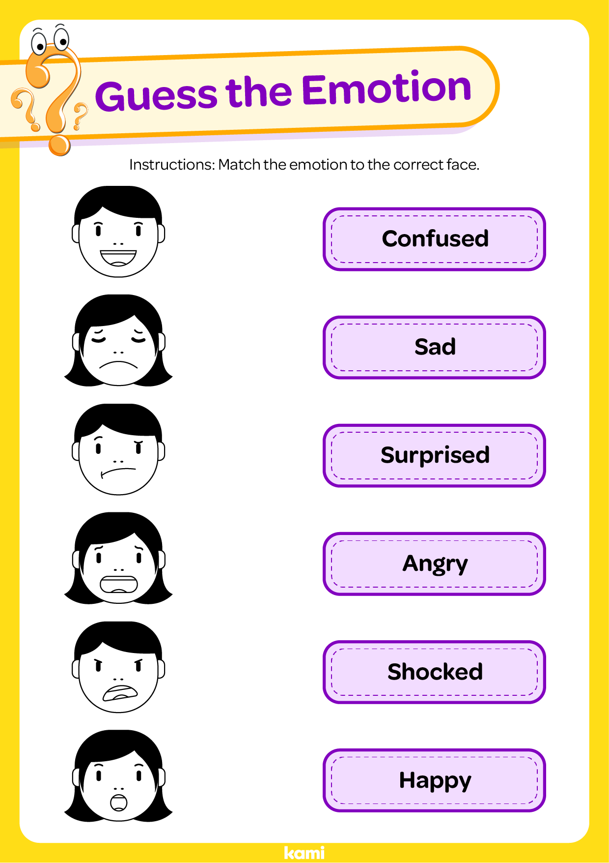 worksheet about emotions