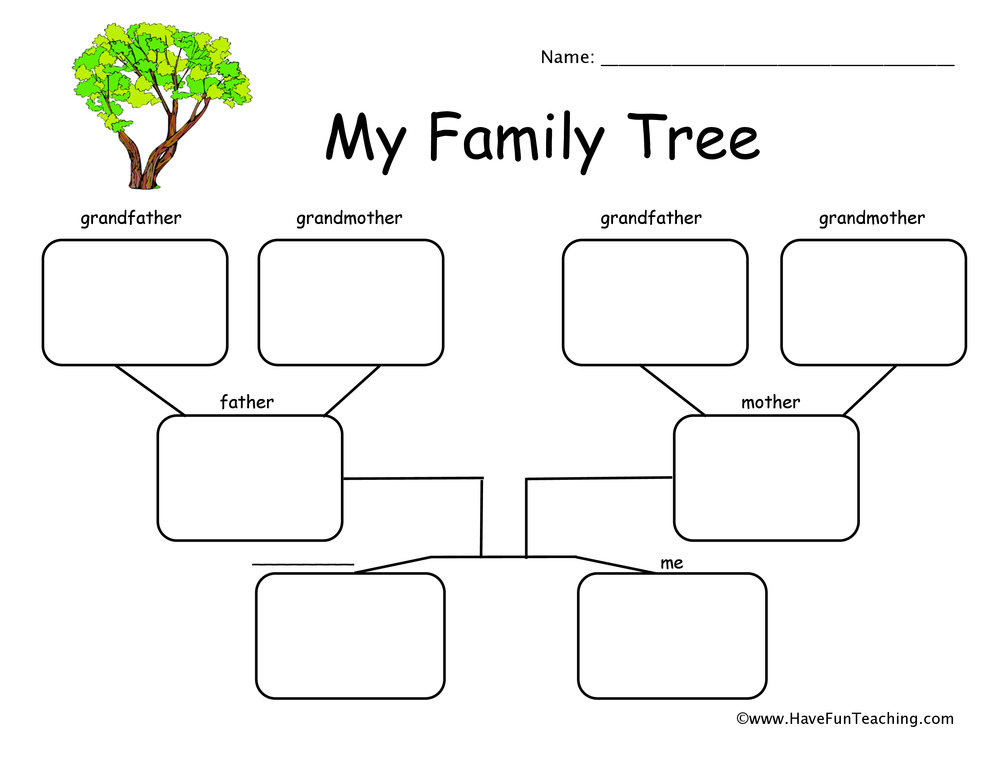 2 Children Family Tree Worksheet  