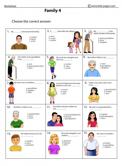 worksheet about family