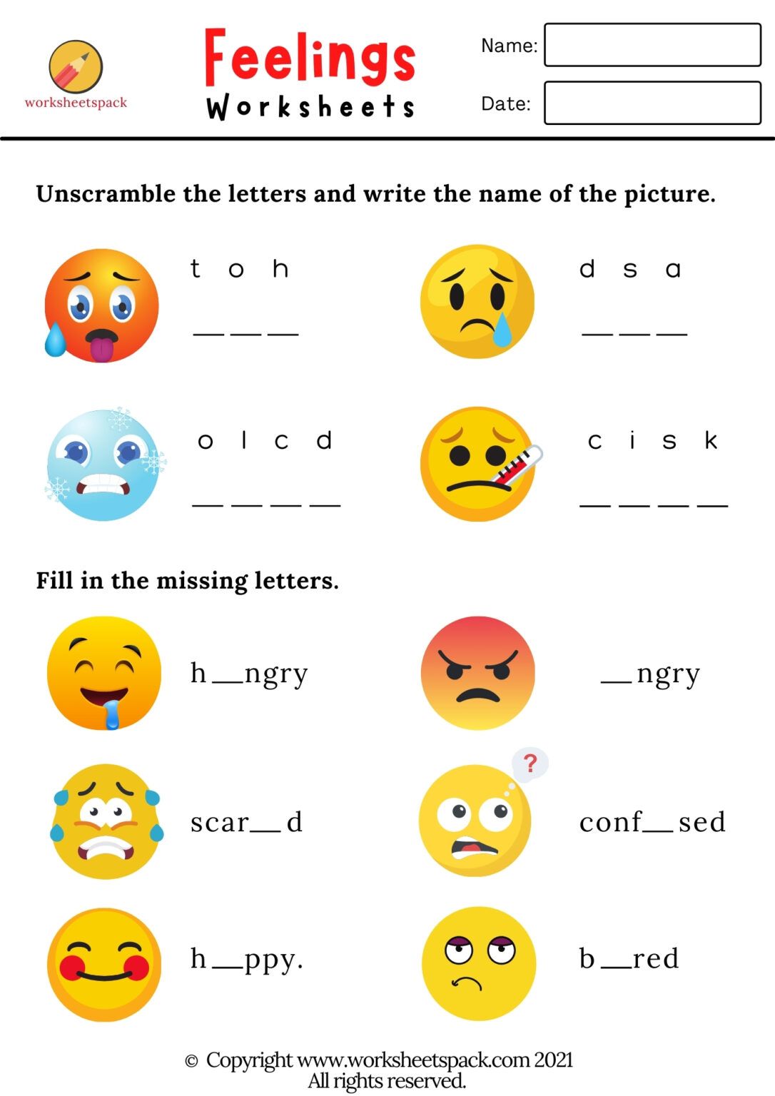 Feelings worksheets PDF - worksheetspack | English lessons for ...