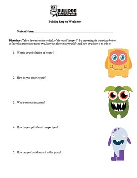 Building Respect Worksheet by Bulldog Solution | TPT