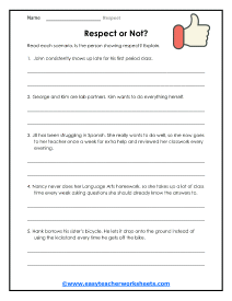 worksheet about respect