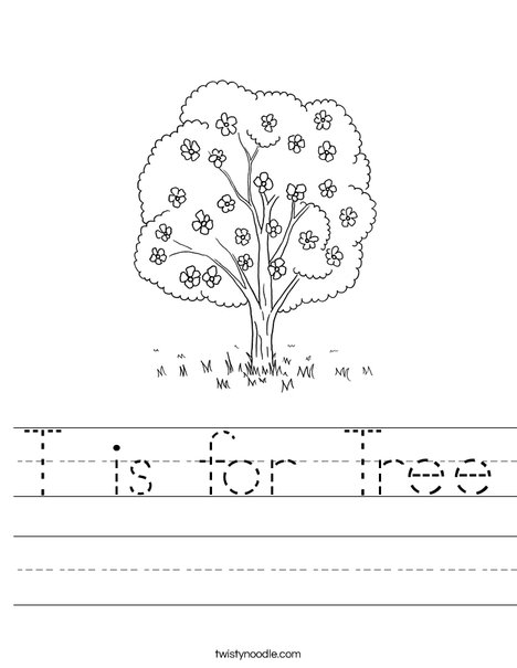 T is for Tree Worksheet - Twisty Noodle
