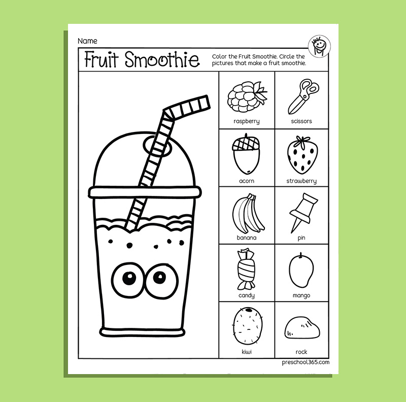Fruits Fun Activity Packet for 2-4yr-olds