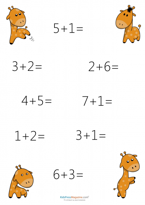 Addition Facts Worksheet: Add to 10 - #1 - KidsPressMagazine.com
