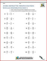 worksheet adding and subtracting fractions