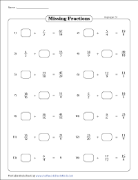 worksheet adding fractions with different denominators