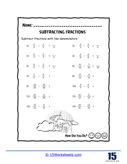 Subtracting Fractions Worksheets - 15 Worksheets Library