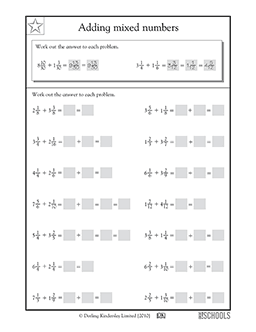 worksheet adding mixed numbers