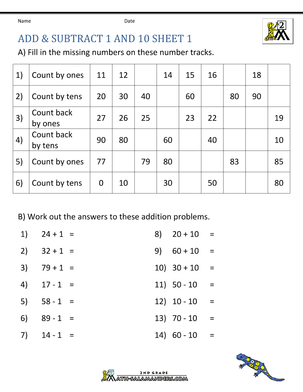 worksheet addition and subtraction of