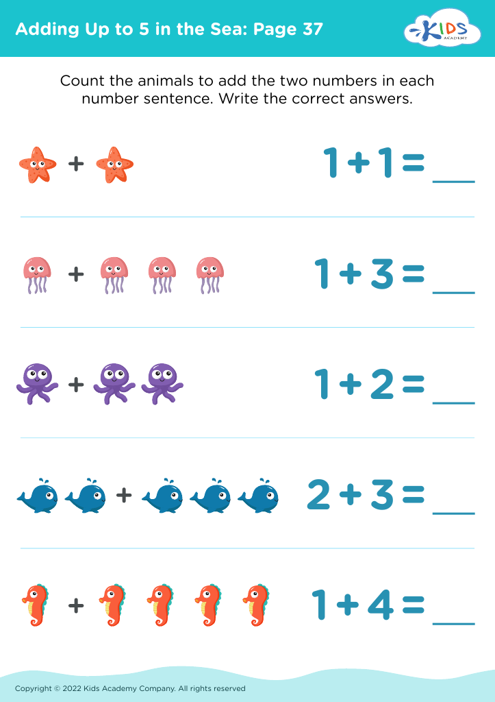 worksheet addition and subtraction up to 5